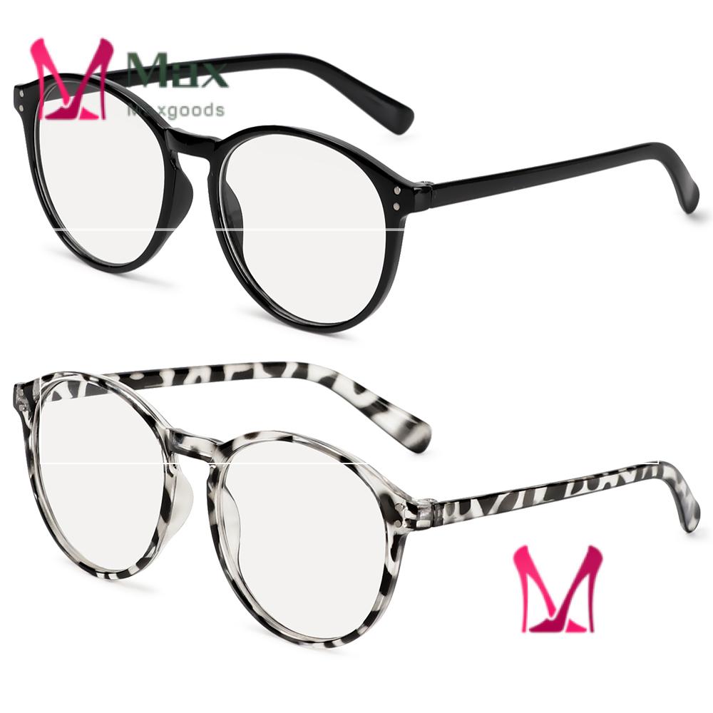 MAX Kính Gọng Tròn Họa Tiết Da Báo Chống Ánh Sáng Xanh Phong Cách Gọng Kính Từ 0~4.0