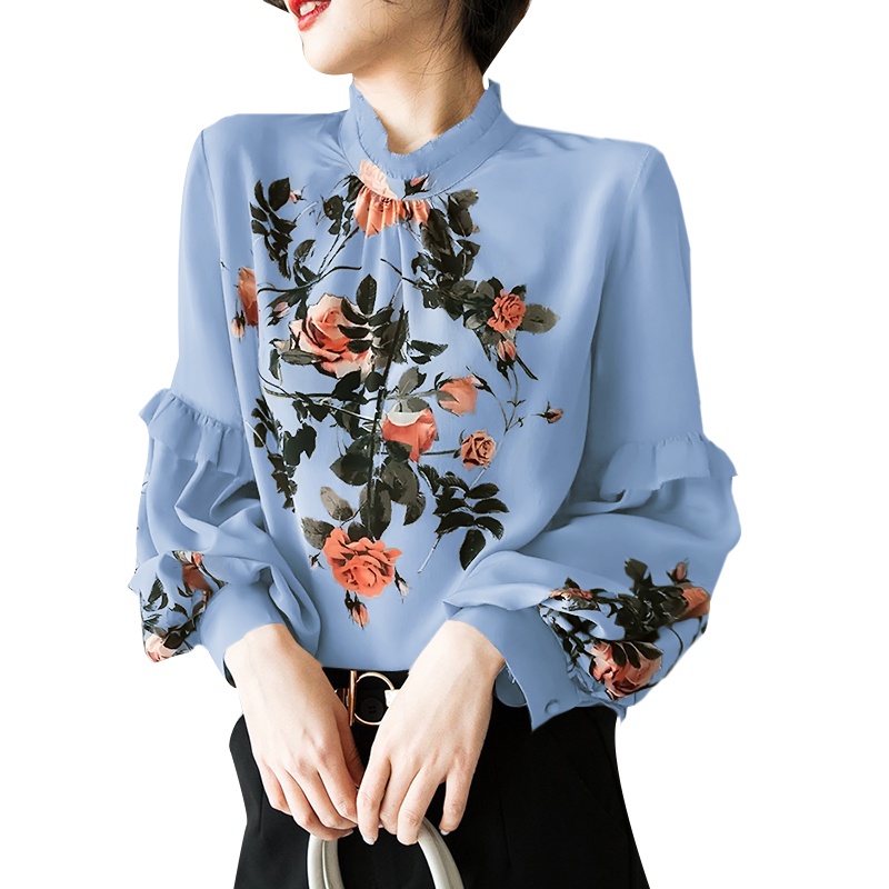 Áo Zanzea tay phồng họa tiết vintage thời trang cho nữ