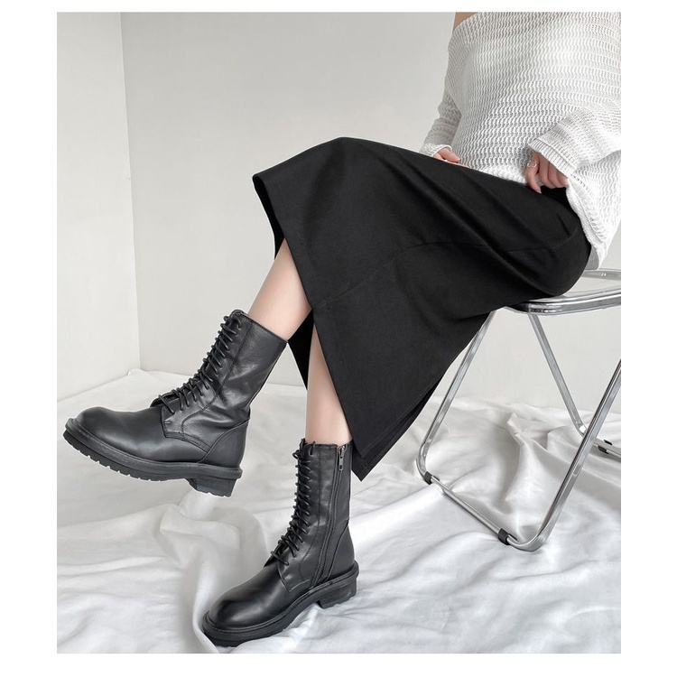 Chân Váy Chữ a Lưng Cao Màu Đen Thời Trang Mùa Thu Cho Mẹ Bầu