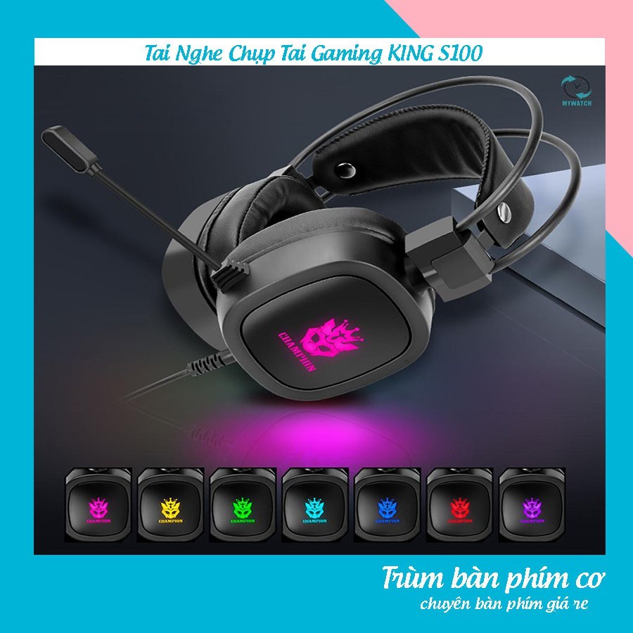 Tai nghe máy tính KING S100 chơi game, âm thanh 7.1 kèm Micro ,LED rainbow tự động đổi màu, âm thanh siêu chất