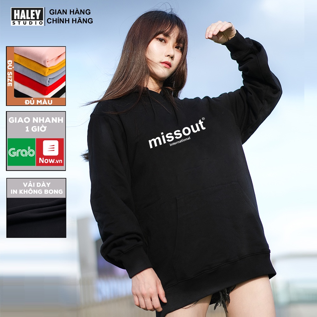 Áo Hoodie MISSOUT cute Nam Nữ HALEY unisex Chất nỉ bông đẹp thu đông phong cách Hàn Quốc cá tính mã HD266