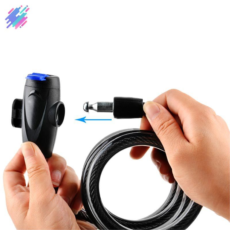Khoá dây thép 1m chống trộm với 2 chìa khóa thông dụng cho xe đạp