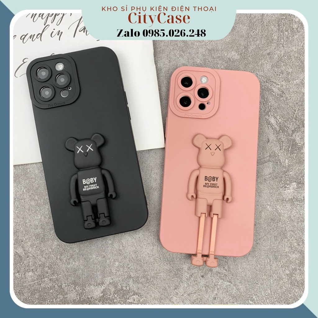 Ốp Iphone dẻo màu gấu Bearbrick kèm giá đỡ 6/6s/Plus/7/8/SE/Plus/X/Xs/Xr/Xs Max/11/Pro/Pro Max/12/Pro/Pro Max/13/Pro/Max