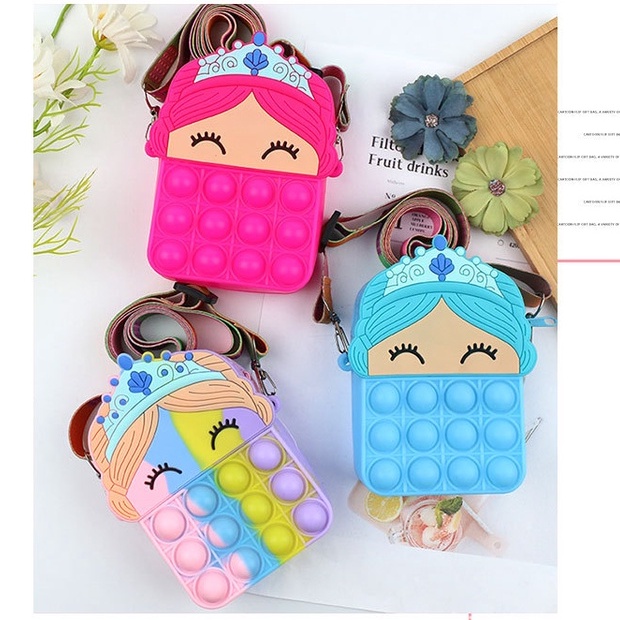 Túi popit đeo chéo kèm dây cho bé đáng yêu, túi mini cho bé đi chơi, du lịch đựng lì xì E1132