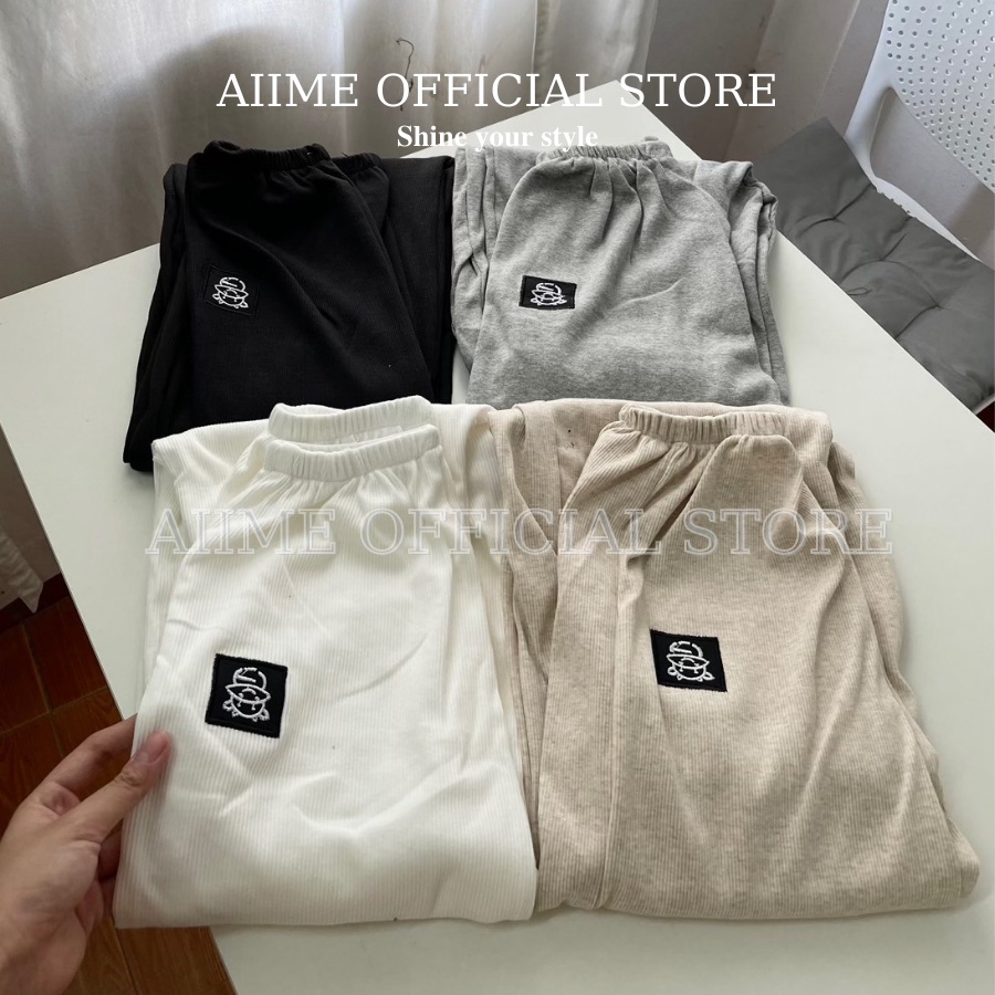 Quần jogger nữ bo gấu unisex chất len tăm/ Quần len tăm nữ bo gấu