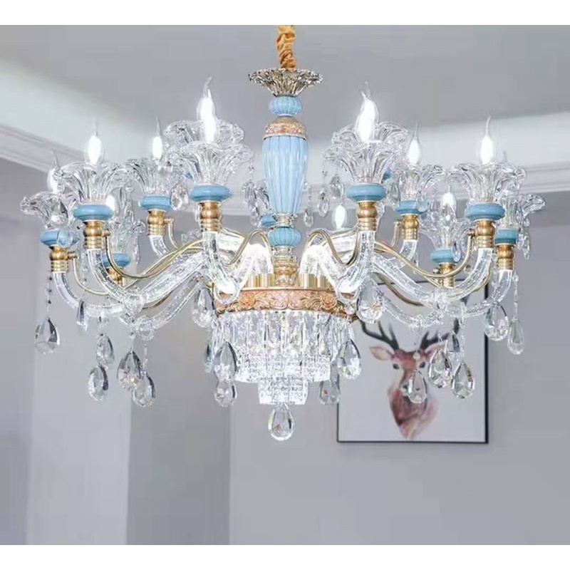 Đèn chùm pha  lê  15 tay hiện đại trang trí nội thất - kèm bóng Led chuyên dụng