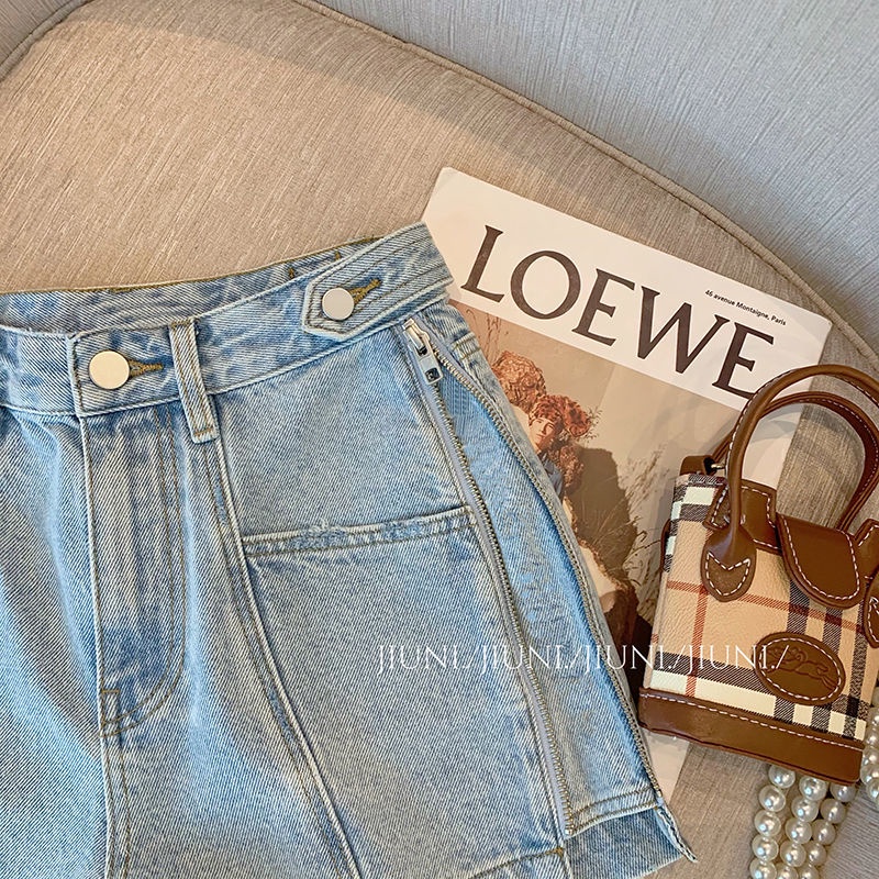 Quần Sọt Denim Lưng Cao Dáng Chữ A Thiết Kế Dáng Rộng Thoải Mái  tao bao