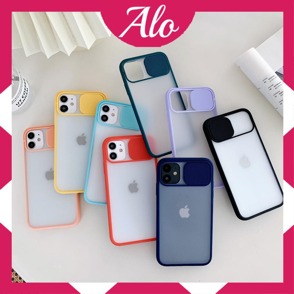 Ốp lưng iPhone nắp trượt nhám che cam bảo vệ camera silicon mềm 6/6s/7/8/plus/x/xs/xs max/11/12/11promax/mini-Alo Shop