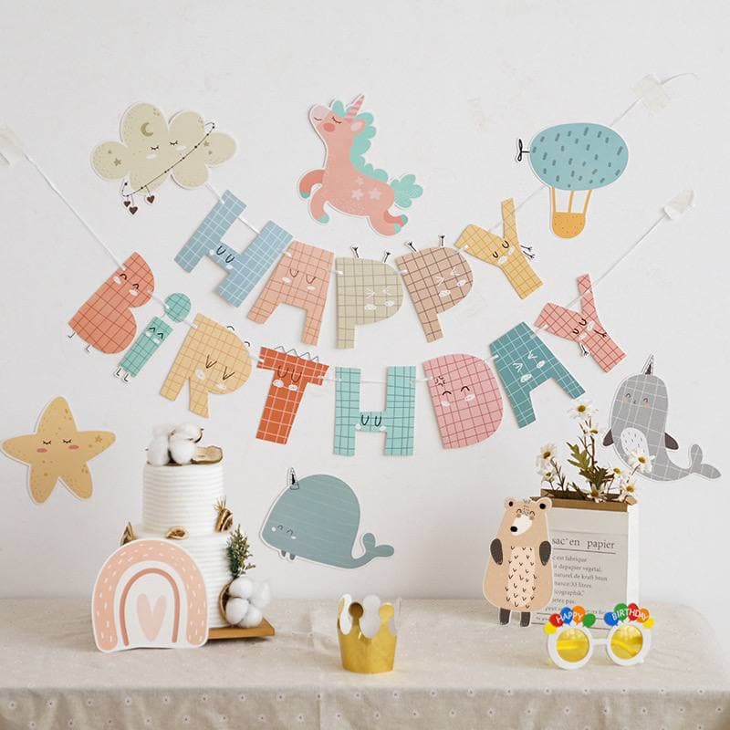 [Mã LIFEXANH03 giảm 10% đơn 500K] Bộ dây chữ HAPPY BIRTHDAY kèm sticker trang trí sinh nhật cho bé