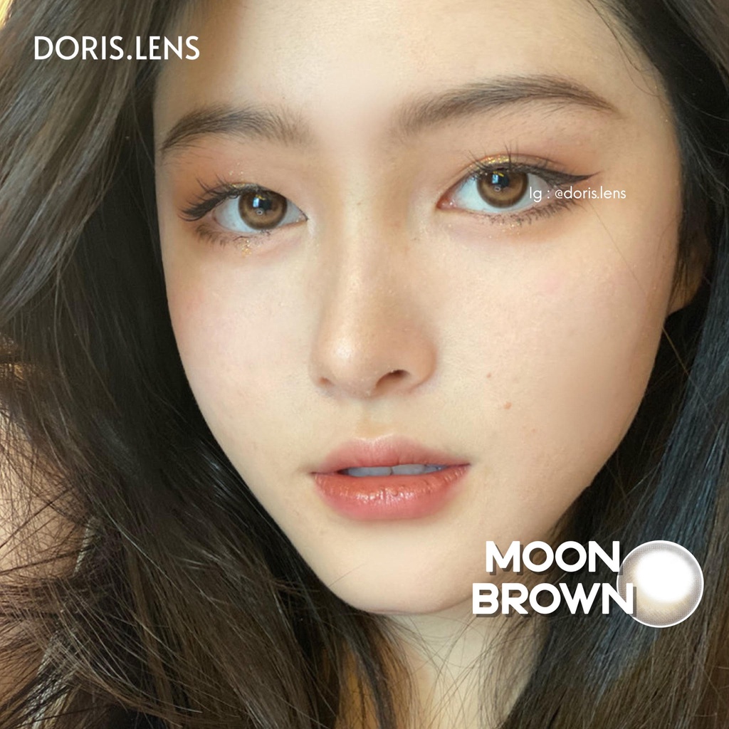 Kính Áp Tròng DORIS.LENS - MOON BROWN Không Giãn 13.8mm Lens Mắt Nâu Tự Nhiên Filter Mặt Trăng 0 Đến 10 Độ Lệch Độ