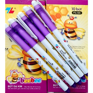 Hộp 10 bút dạ kim màu tím- bút lông kim thiên long fl04 beebee nét 0.3mm
