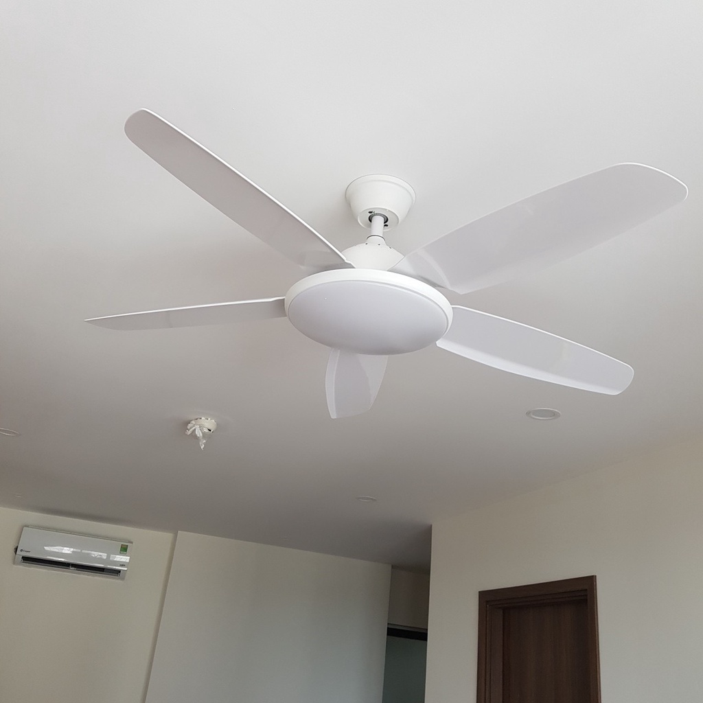 Quạt Trần Có Đèn 5 Cánh Nhựa Màu Trắng, Quạt Trần Trang Trí Phòng Khách/Chung Cư