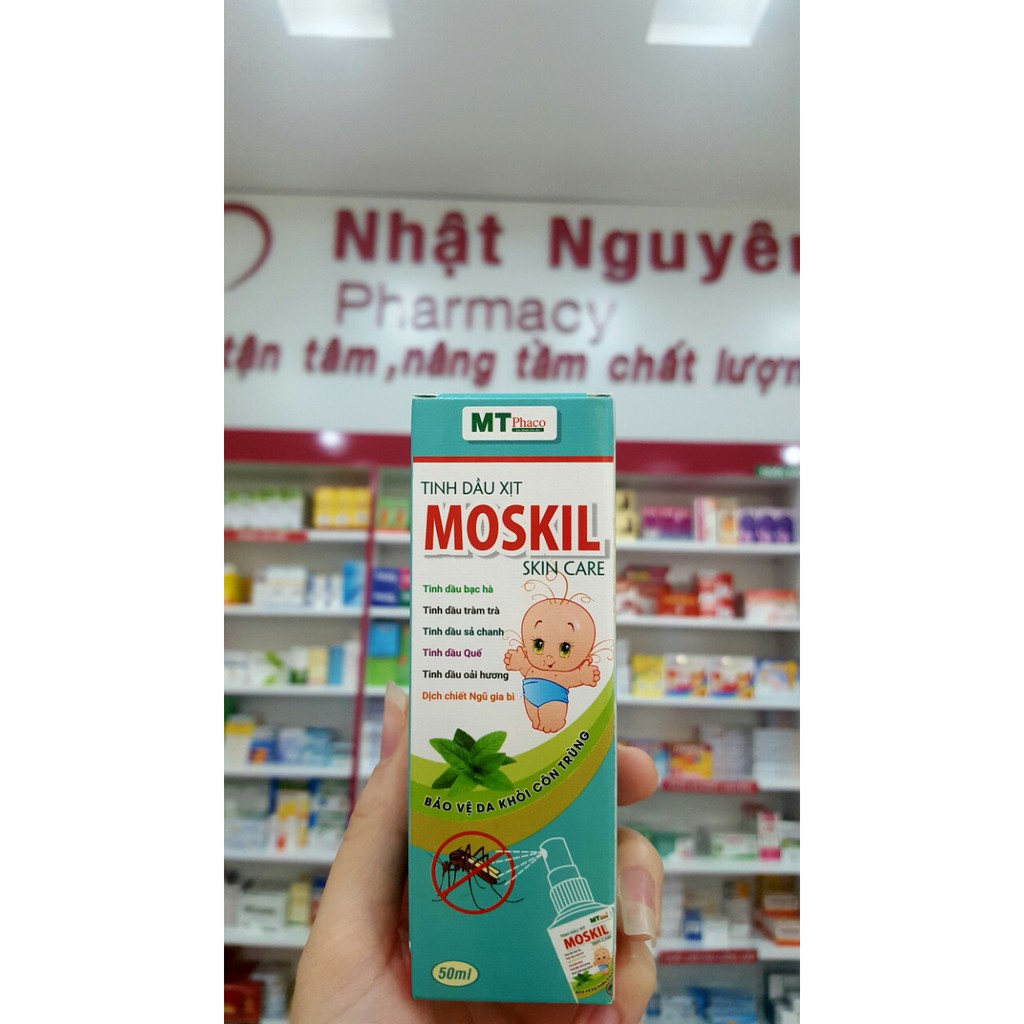 Tinh dầu xịt muỗi Thảo dược Moskil - Xịt chống muỗi cho trẻ em - Hoàn toàn từ thảo dược thiên nhiên ( Lọ 50ml )