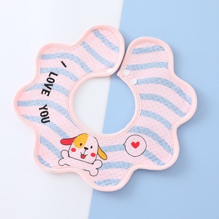 Yếm Ăn Cotton Hình Bông Hoa Xoay 360 Độ Dễ Thương Cho Bé