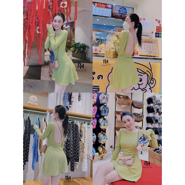 Váy len tăm xoè hở lưng