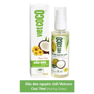 Dầu dừa nguyên chất mỹ phẩm hương Daisy Organic Vietcoco, chai vòi, 70ml