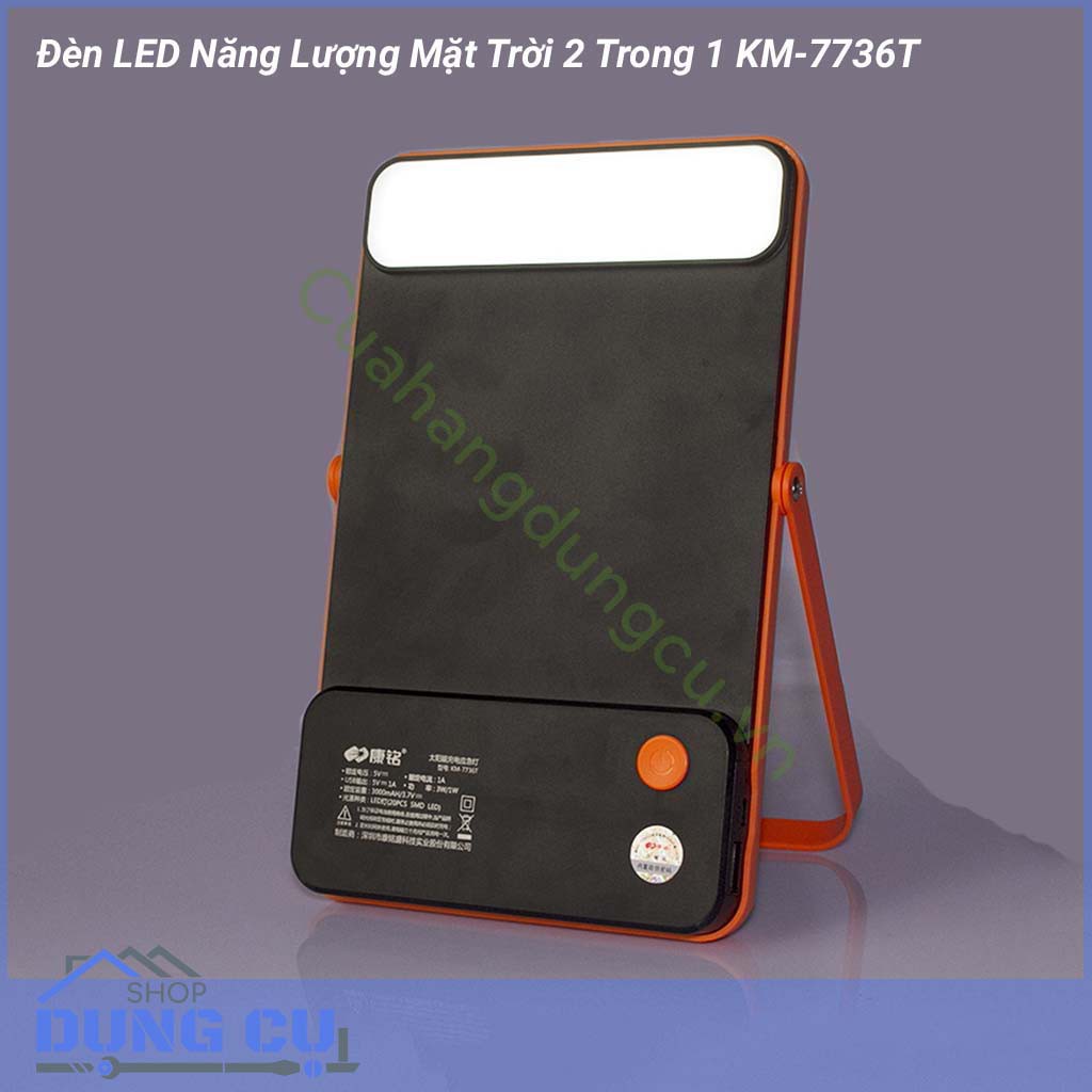Đèn led và sạc dự phòng năng lượng mặt trời 2 trong 1 KM-7736T