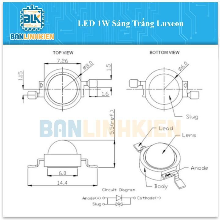 Đèn Led công suất 1W Xanh Lá Luxeon