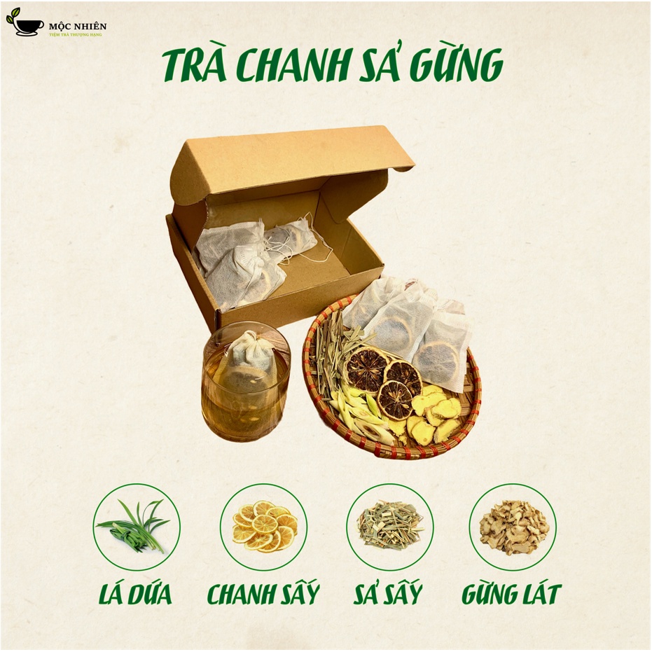 Trà chanh sả gừng Mộc Nhiên trà túi lọc giảm cân detox giảm mỡ bụng thanh lọc cơ thể [1 túi dùng thử]