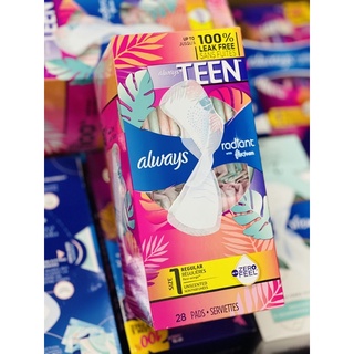 | USA NEW SALE | Băng vệ sinh cao cấp Always Radiant TEEN 28 miếng của Mỹ.