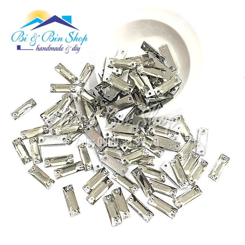 30 Viên Đá Kiếng Chữ Nhật 6x18mm Đính Kết Trang Phục Thời Trang, Làm Phụ Kiện Handmade
