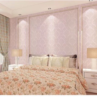 Cuộn 1M PVC giấy dán tường (có sẵn keo dán) - châu âu vân nổi hồng