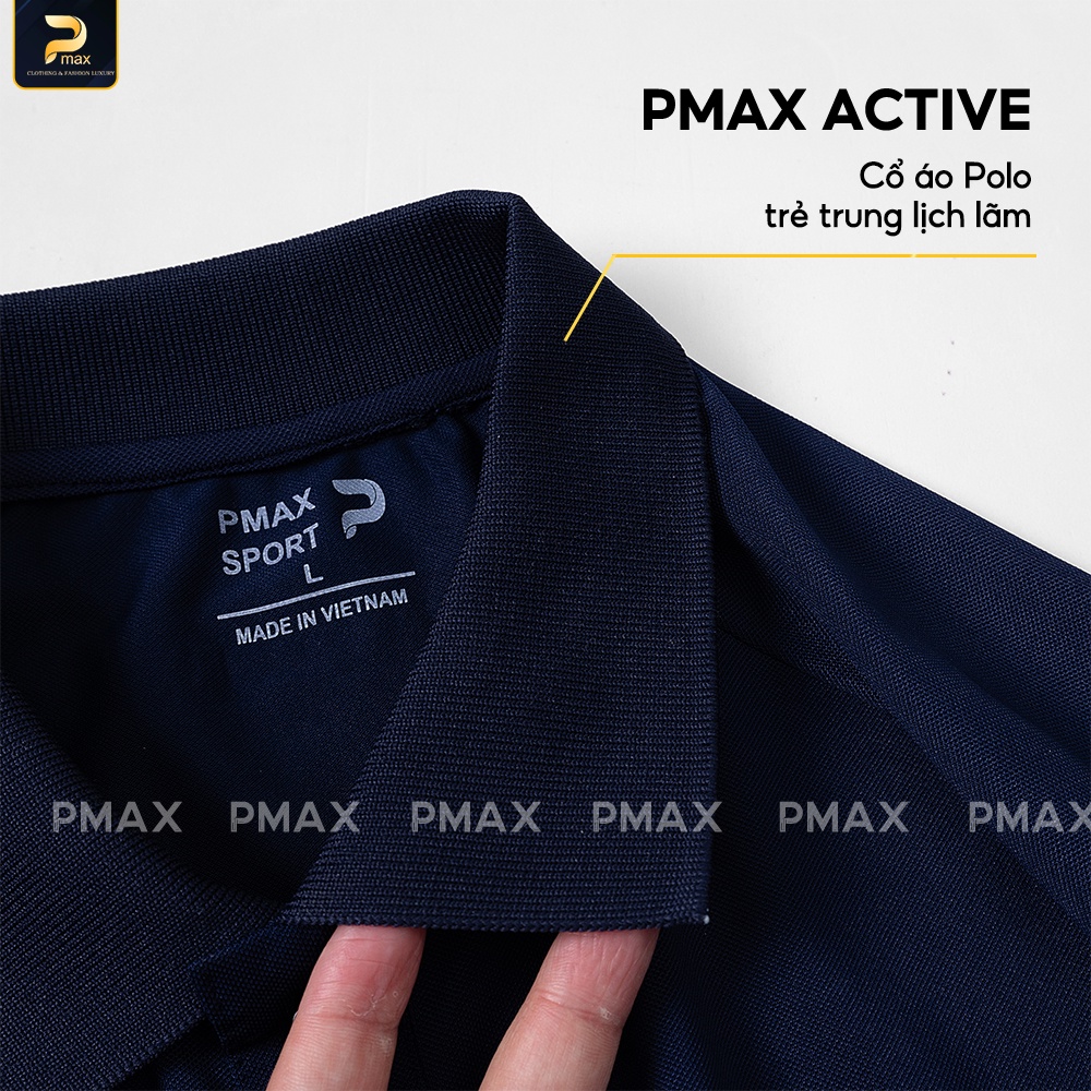 Bộ quần áo hè nam cộc tay PMAX form dáng slimfit cổ polo kẻ sọc thể thao