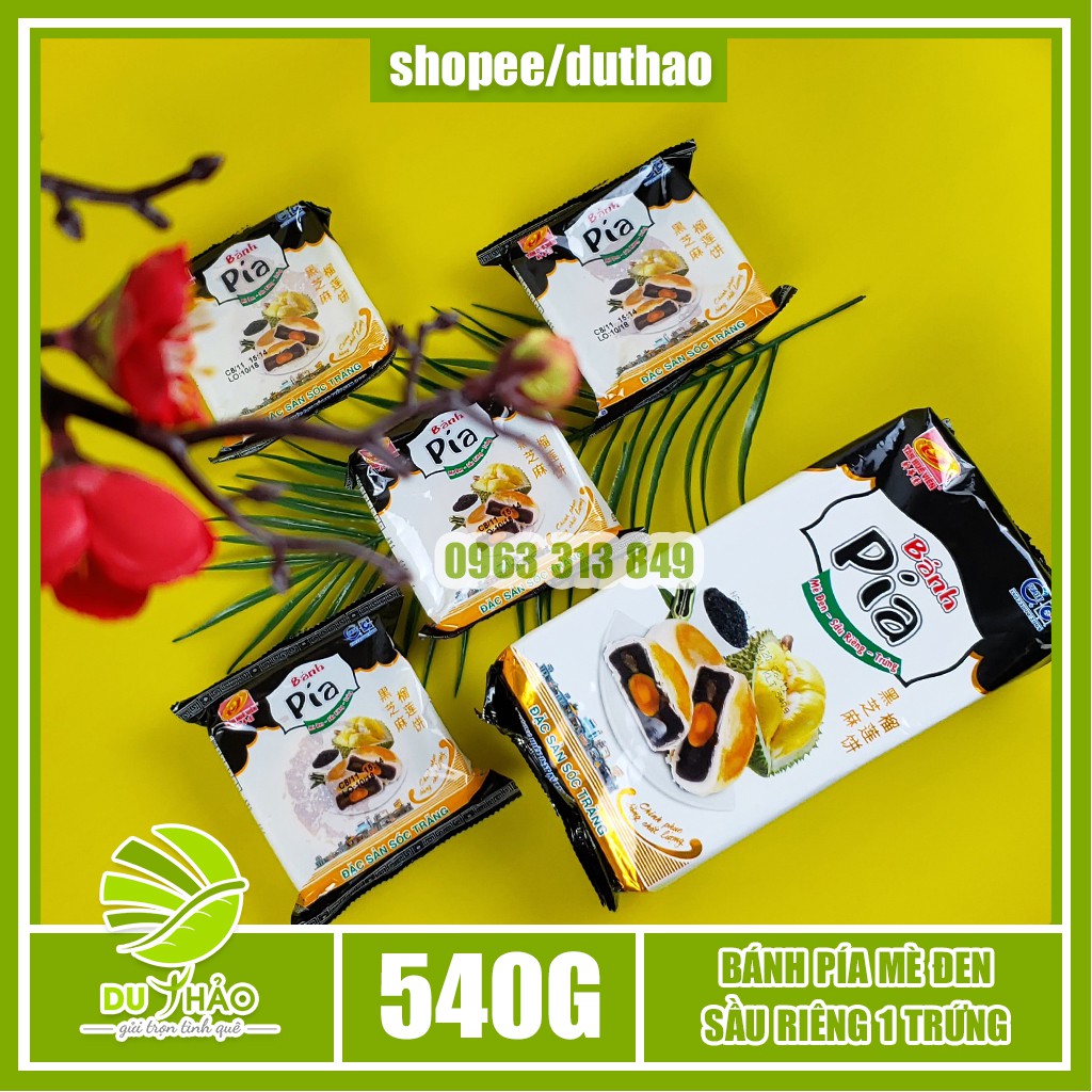 Bánh pía mè đen sầu riêng trứng muối Tân Huê Viên 540g