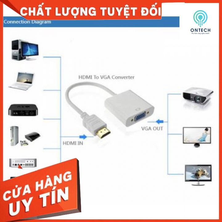 Cáp chuyển đổi tín hiệu HDMI to VGA màu trắng