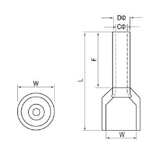 Đầu cosse pin rỗng đã chụp nhựa E  /Giá bao