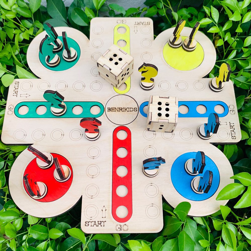 Cờ Đua Ngựa Bằng Gỗ Benrikids Trò Chơi Đối Kháng Board Games