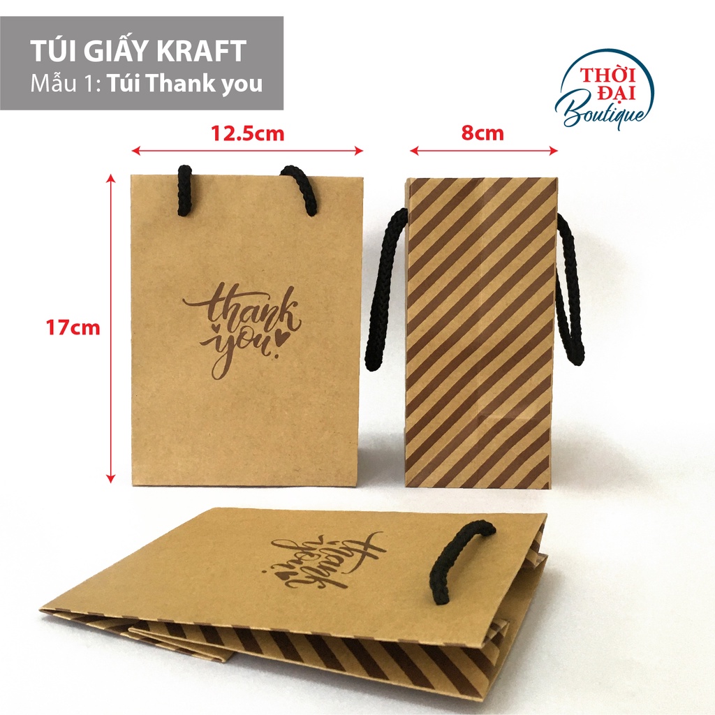 Túi giấy Kraft nhỏ xinh , giấy Kraft nâu dày, dây đen