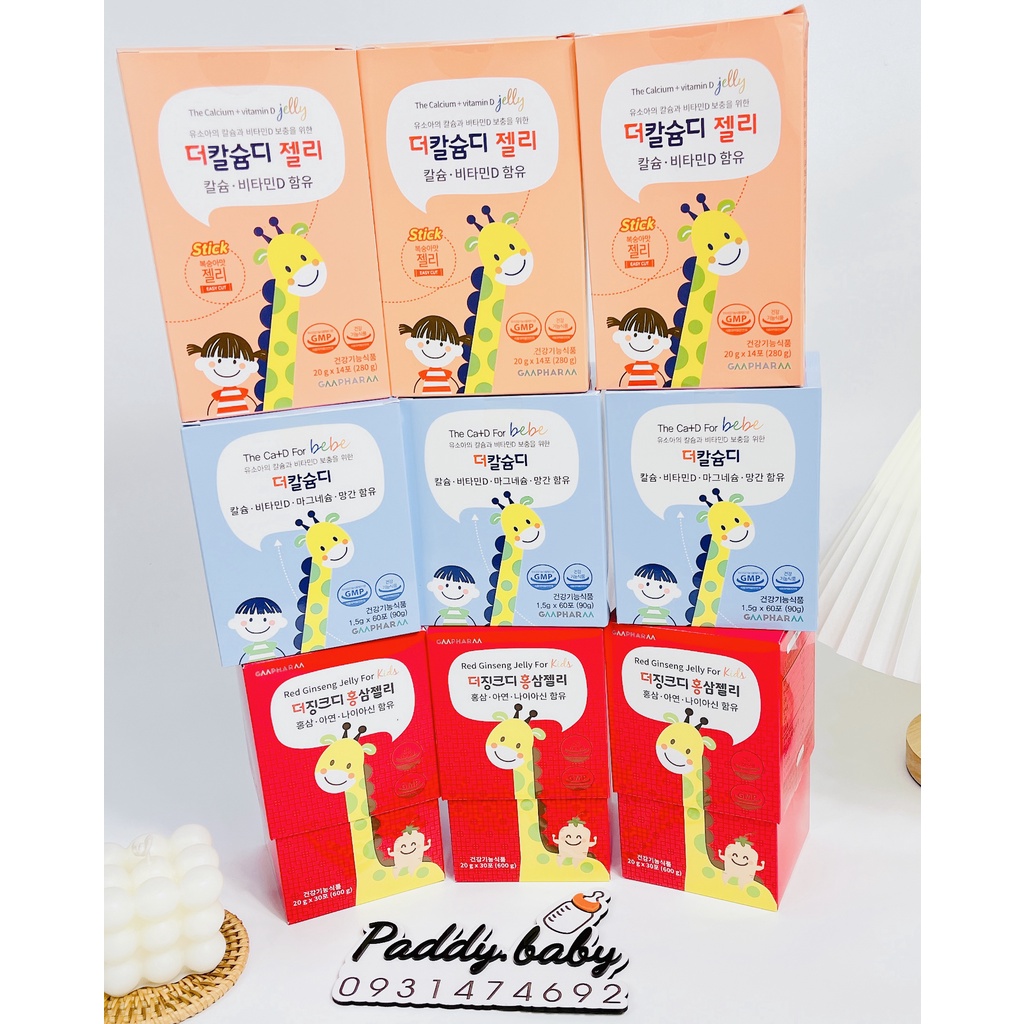 Thạch hồng sâm hỗ trợ tăng chiều cao GM PHARM Hàn Quốc chứa Kẽm và vitamin D cho bé từ 8 tháng đến 13 tuổi [Hộp 30 gói]