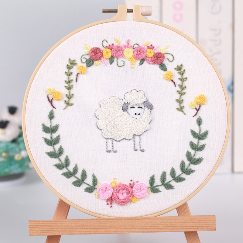Bộ dụng cụ thêu tay hình động vật 3D dễ thương cho người mới bắt đầu