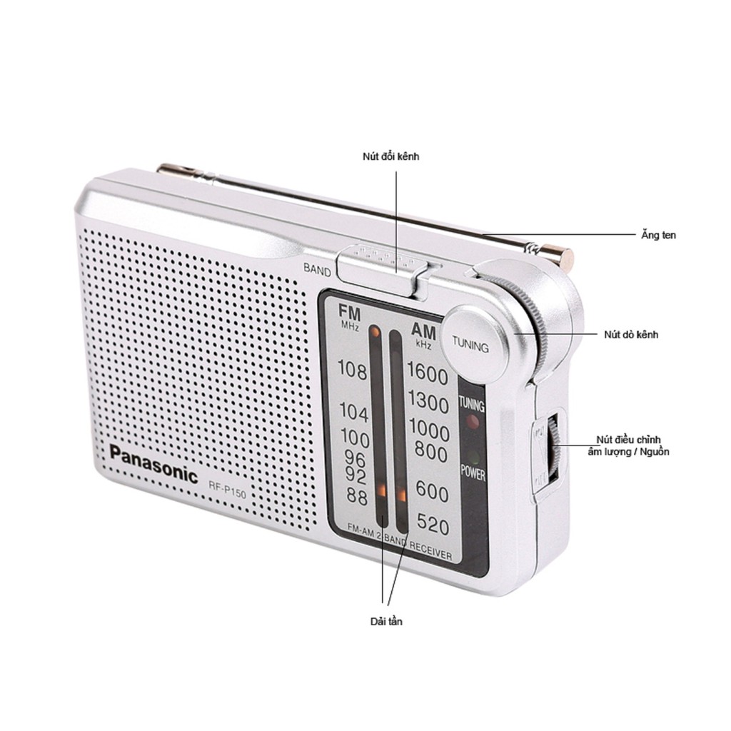 Chính hãng đài Radio Panasonic AM/ FM bỏ túi kèm 2 viên pin(RF-P150)