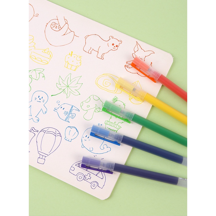 Set 7 Bút Bi Ngòi 0.5MM 1800M Nhiều Màu Sắc