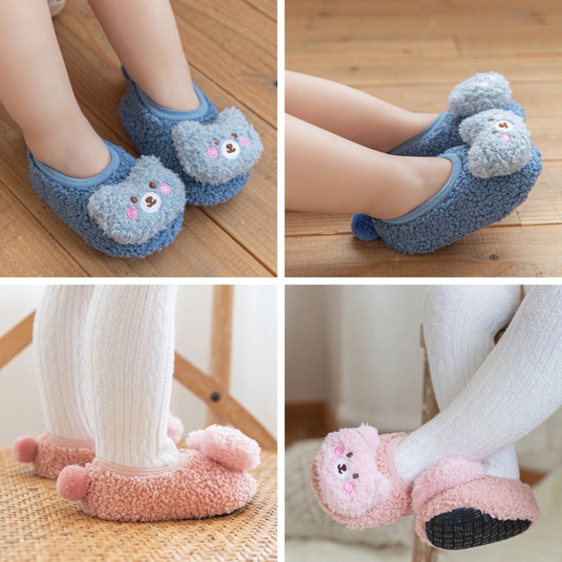 Giày Vớ Cotton Thoáng Khí Thoải Mái In Họa Tiết Gấu Hoạt Hình Dễ Thương Cho Bé Sơ Sinh Walkers