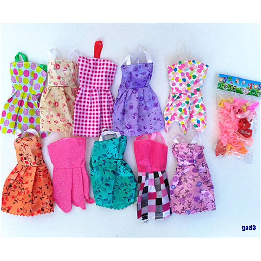 Set 10 đầm + 10 đôi giày xinh xắn cho búp bê Barbie chất lượng cao