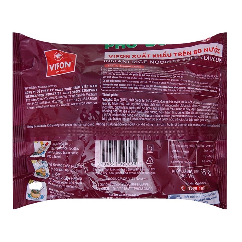 Sét 5 Gói Phở Bò Vìon 65