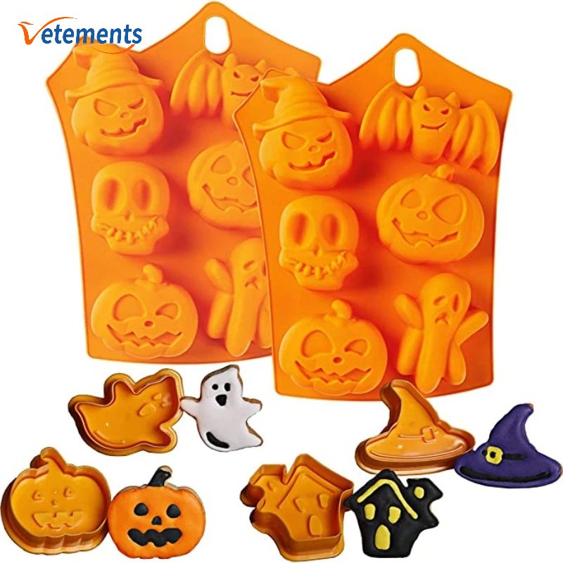 Khuôn Silicone Tạo Hình Làm Bánh Kẹo Hình Quả Bí Ngô / Phù Thủy / Ếch 3D Trang Trí Halloween