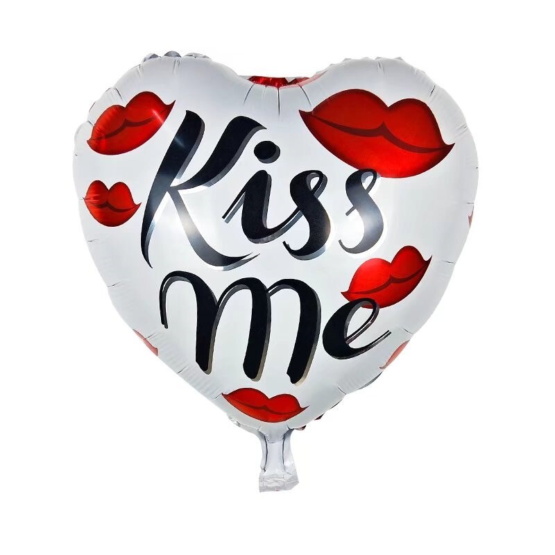 Bong bóng kiếng tráng nhôm trái tim i love you kiss me trang trí in chữ tình yêu valentine