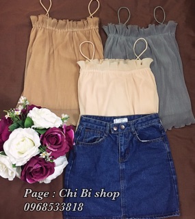 Áo 2 dây bèo ngực (sẵn ghi + ảnh thật)