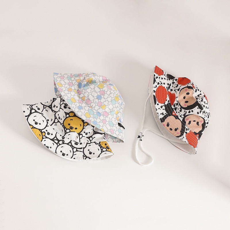 Mũ vành/nón vành cho bé cao cấp hoạ tiết mặt gấu, mickey, chữ cái ms60896