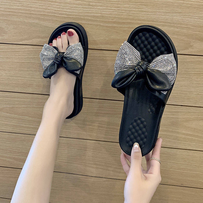 Dép Đế Dày Quai Ngang Đính Nơ Thời Trang Mùa Hè Mới