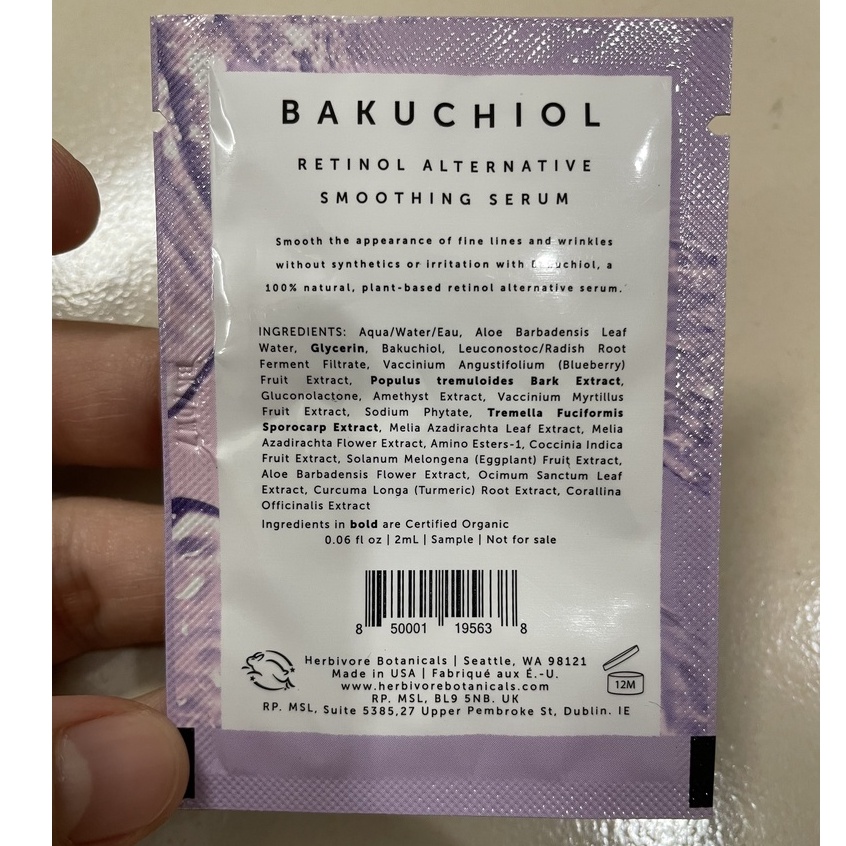 Sample mẫu thử SERUM CHỐNG LÃO HOÁ HERBIVORE Bakuchiol Retinol Alternative Smoothing Serum 2ml