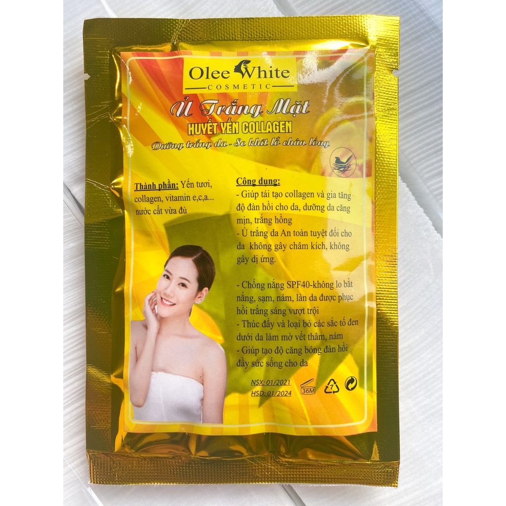 Ủ trắng mặt huyết yến collagen - Hàng Chuẩn L1 trắng bật tông ngay lần đầu tiên sử dụng