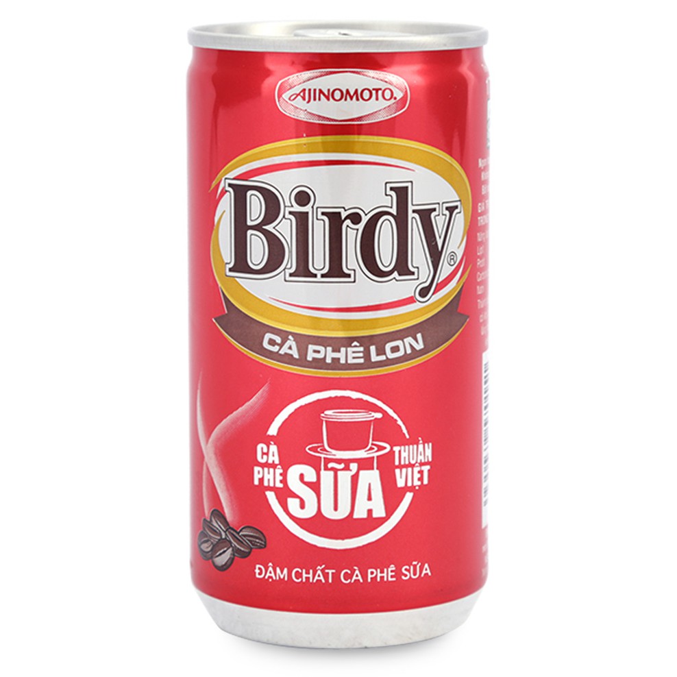 Cà phê Birdy lon vị sữa, đen.