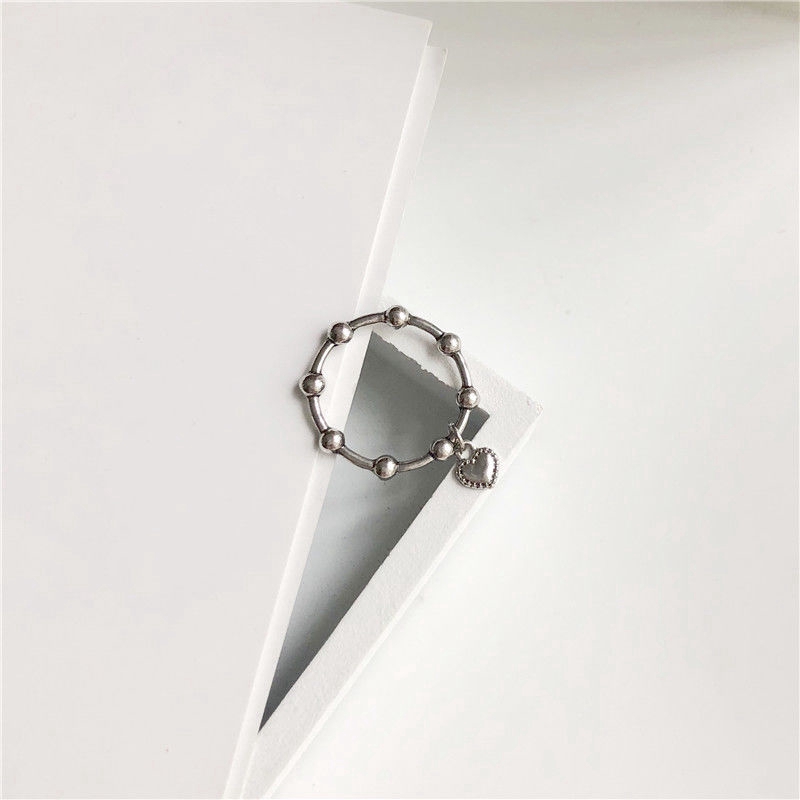 Nhẫn bạc đính mặt hình trái tim thời trang cổ điển