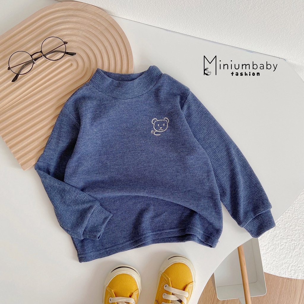 Áo len dài tay thu đông tổ ong cho bé gái chất 100% cotton cao cấp, quần áo trẻ em MiniumBaby-A1113