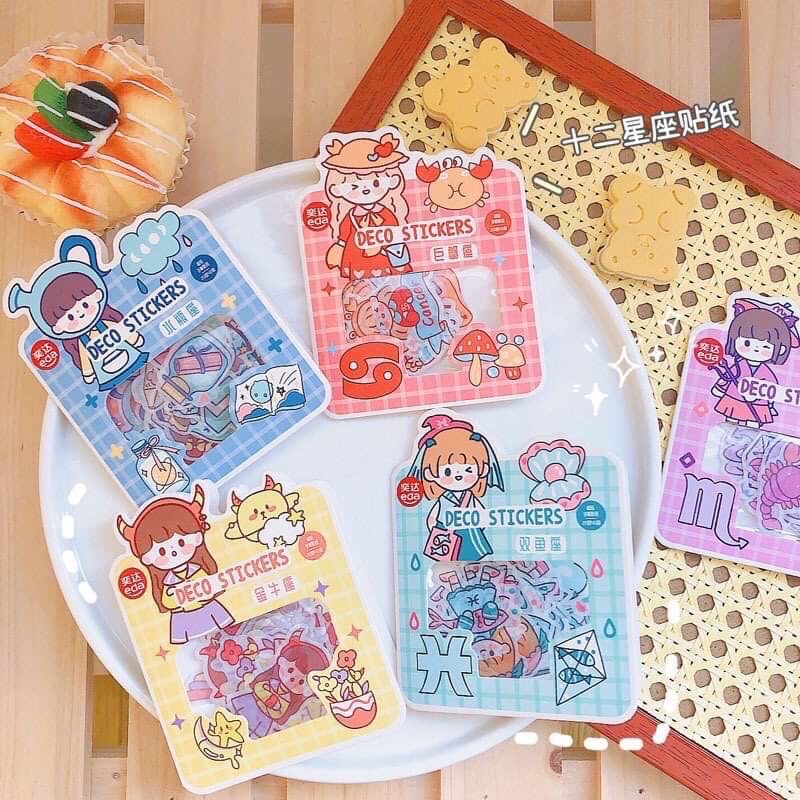 Sticker cung hoàng đạo ,bé gái ,… mix nhiều loại trang trí sổl